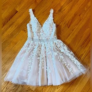 Sherri hill dress 52157. Size 6. Altered in front to close mesh. embellished